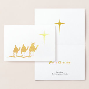 Three Wise Men with Christmas Star Gold Foil Card