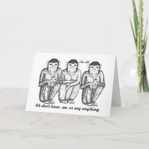Three Wise Modern Monkeys Birthday cards