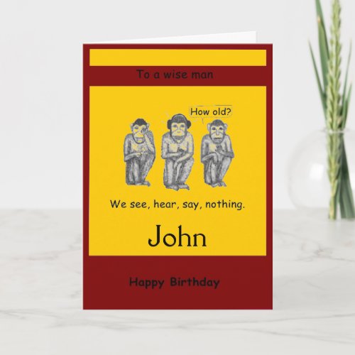 Three Wise Modern Monkeys Birthday cards