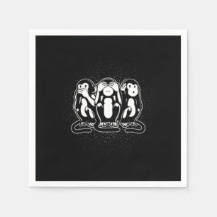 Three Wise Monkey Speak See Hear No Evil Napkins