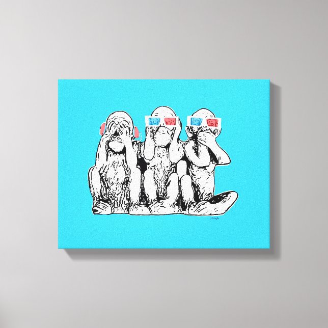 Three Wise Monkeys 3D Specs Pop Art Print (Front)