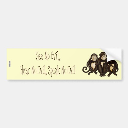 Three Wise Monkeys Bumper Sticker