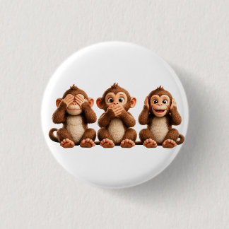 Three Wise Monkeys Button