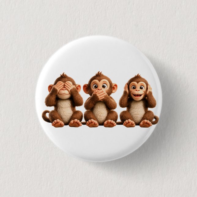 Three Wise Monkeys Button (Front)