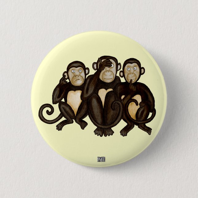 Three Wise Monkeys Button (Front)