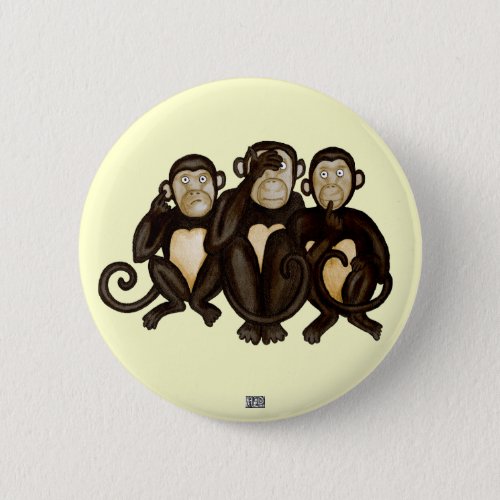 Three Wise Monkeys Button