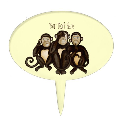 Three Wise Monkeys Cake Topper