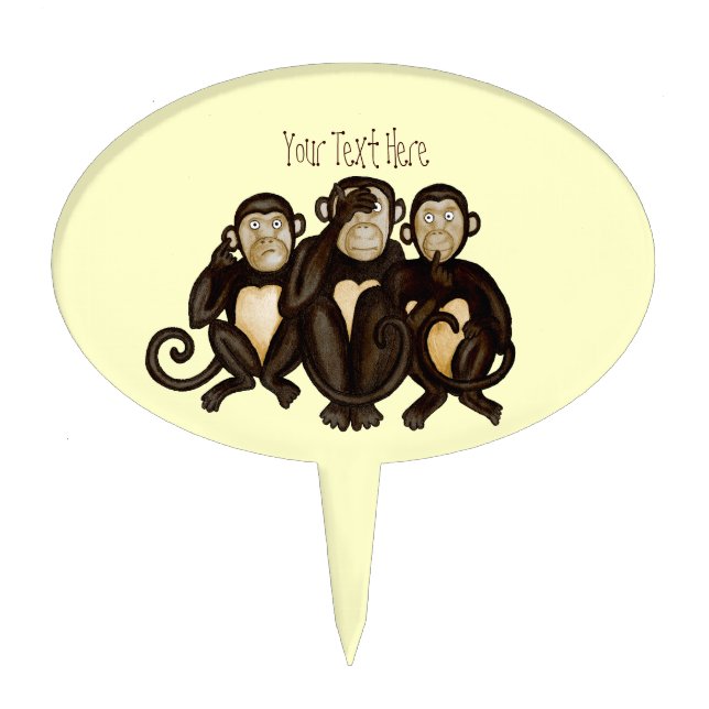 Three Wise Monkeys Cake Topper (Front)