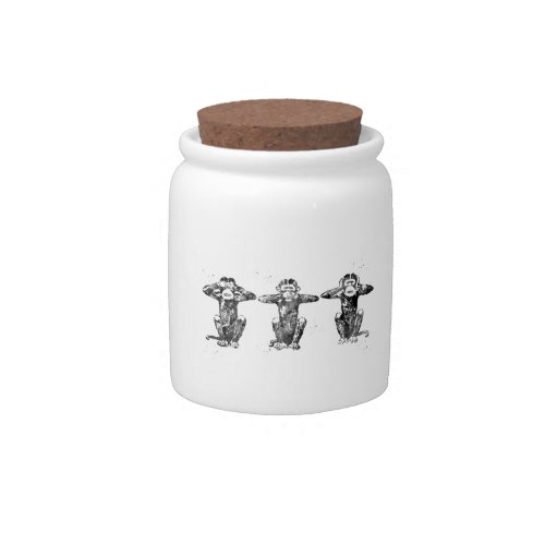 Three wise monkeys candy jar