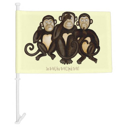 Three Wise Monkeys Car Flag