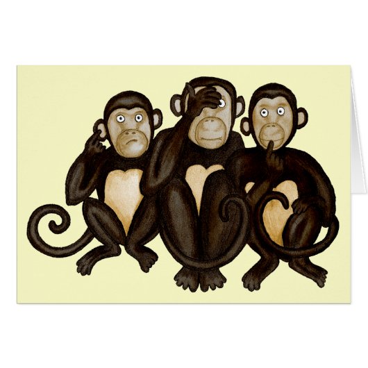 Three Wise Monkeys Cards (Front Horizontal)