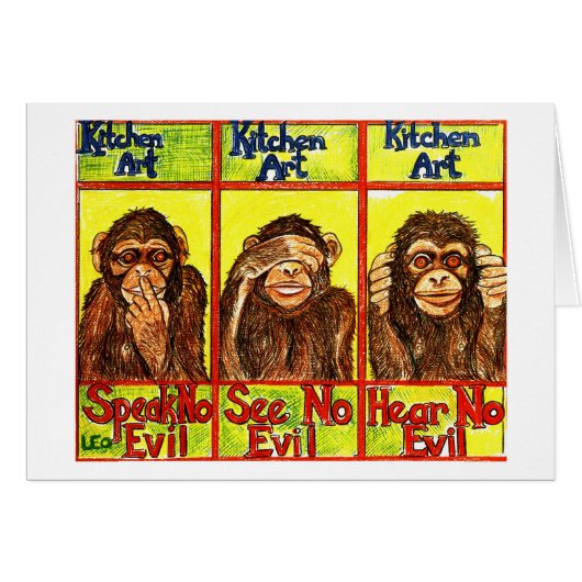 Three Wise Monkeys Cards (Front Horizontal)