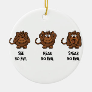 Three Wise Monkeys Ceramic Ornament