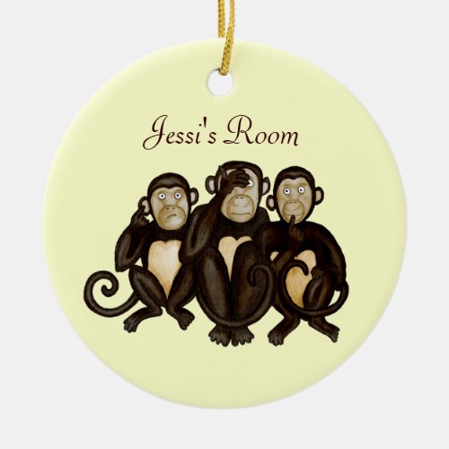 Three Wise Monkeys Ceramic Ornament