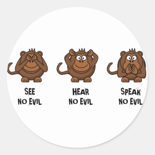 Three Wise Monkeys Classic Round Sticker