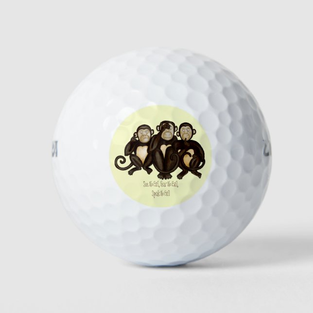 Three Wise Monkeys Golf Balls (Front)