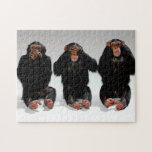 Three Wise Monkeys, Jigsaw Puzzle<br><div class="desc">The three wise monkeys are a Japanese pictorial maxim,  embodying the proverbial principle "see no evil,  hear no evil,  speak no evil".</div>