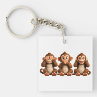 Three Wise Monkeys Keychain