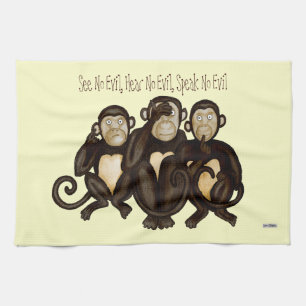 Three Wise Monkeys Kitchen Towel