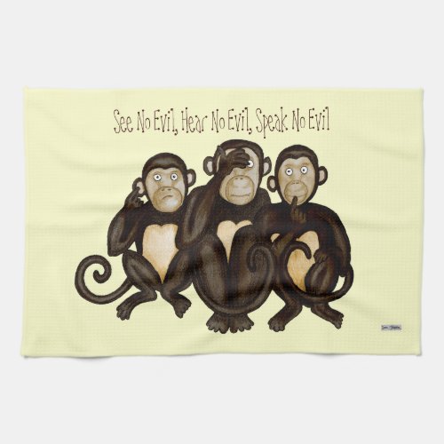 Three Wise Monkeys Kitchen Towel