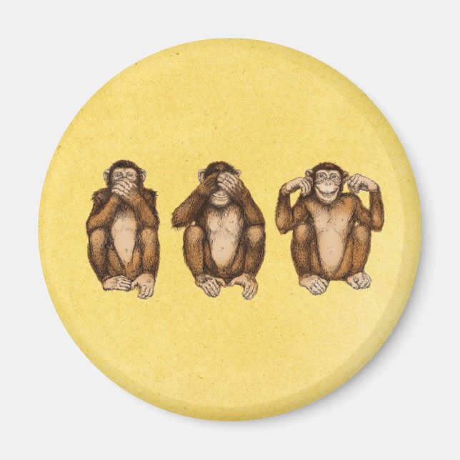 Three wise monkeys magnet (Front)