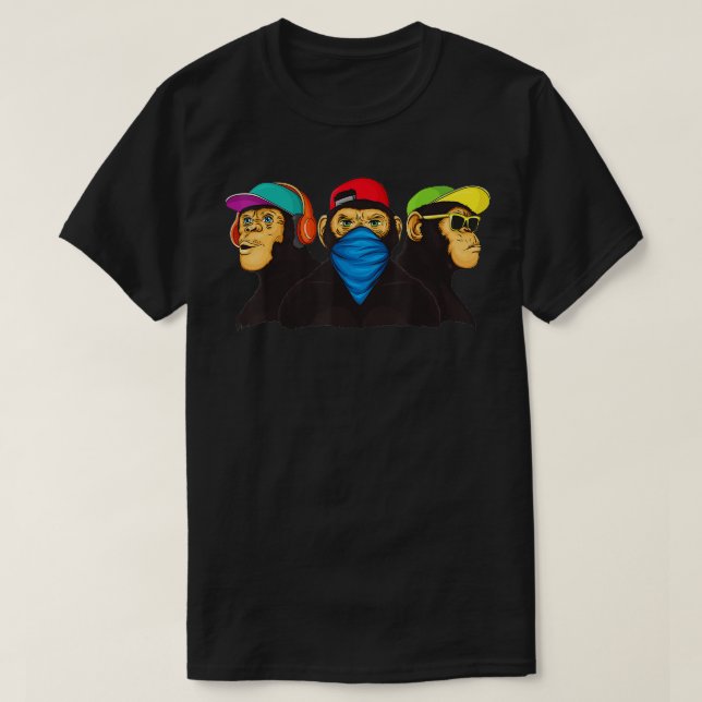 Three Wise Monkeys Modern Graffiti  T-Shirt (Design Front)