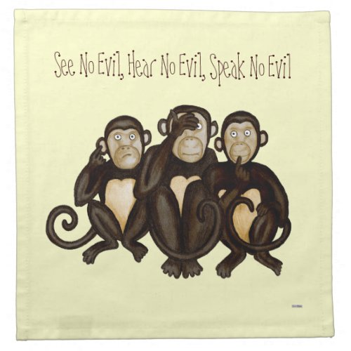Three Wise Monkeys Napkin