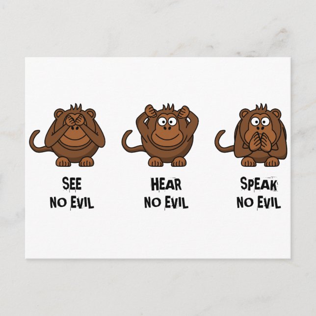 Three Wise Monkeys Postcard (Front)