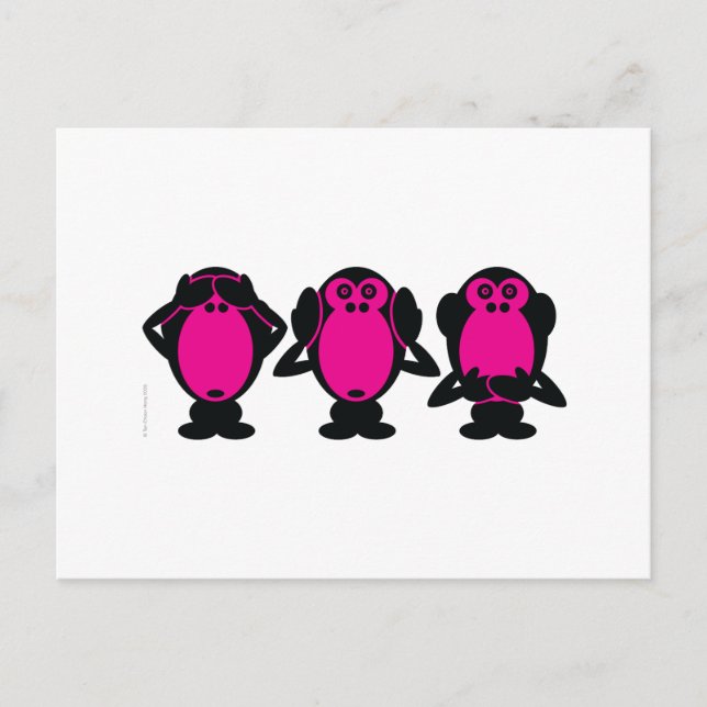 Three Wise Monkeys Postcard (Front)