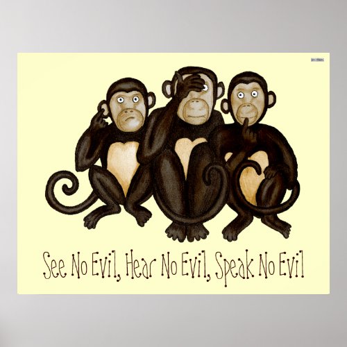 Three Wise Monkeys Poster
