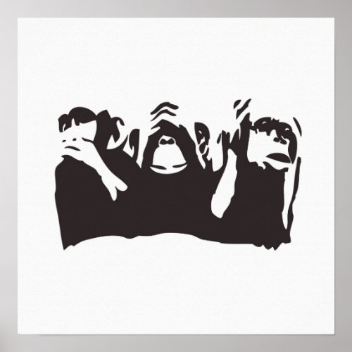 Three wise monkeys poster