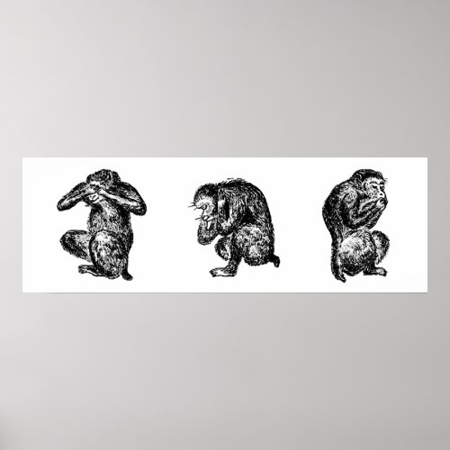 Three Wise Monkeys See Hear and Speak no Evil Poster
