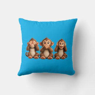 Three Wise Monkeys Throw Pillow