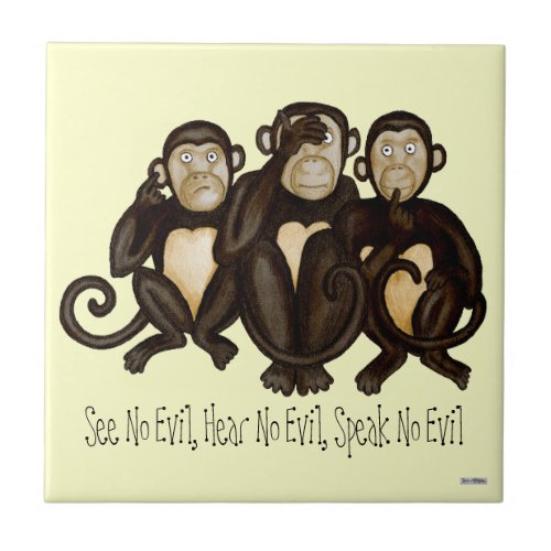 Three Wise Monkeys Tile