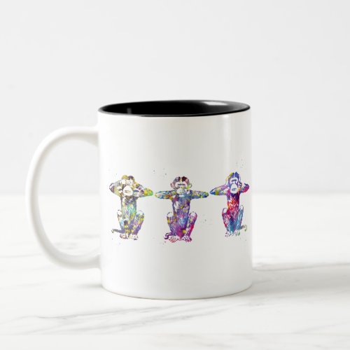 Three wise monkeys Two_Tone coffee mug