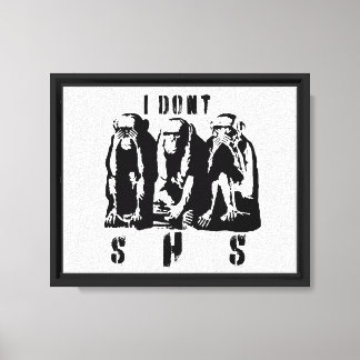 Three Wise Monkeys with a Sarcastic Twist Graffiti Canvas Print