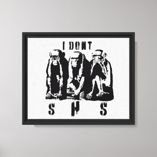 Three Wise Monkeys with a Sarcastic Twist Graffiti Canvas Print (Front)