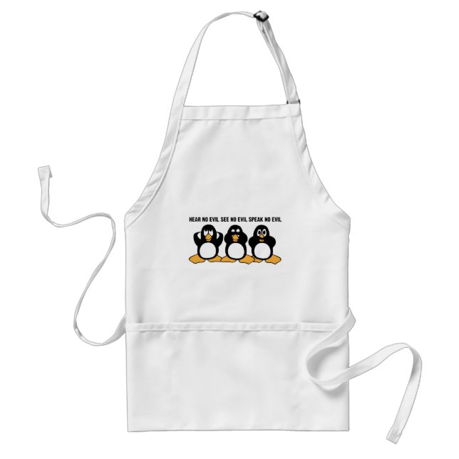 Three Wise Penguins Design Graphic Adult Apron (Front)