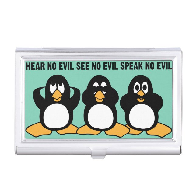 Three Wise Penguins Design Graphic Business Card Case (Front)