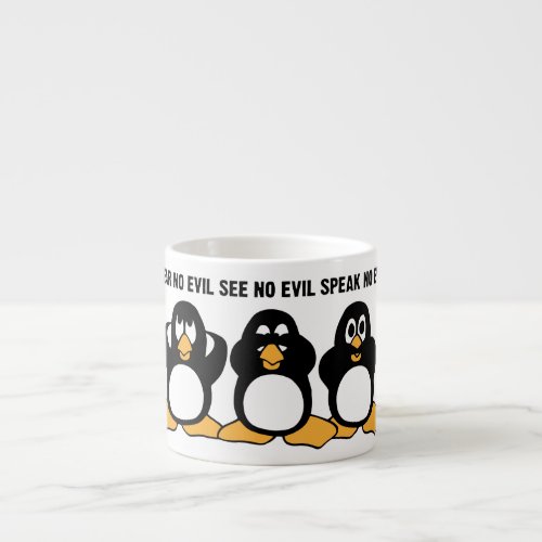 Three Wise Penguins Design Graphic Espresso Cup