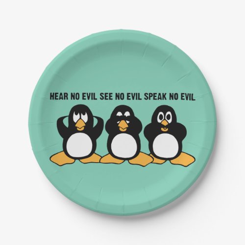 Three Wise Penguins Humor Paper Plates