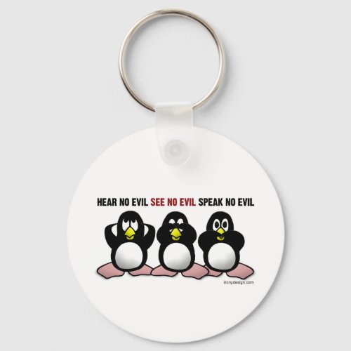 Three Wise Penguins Keychain