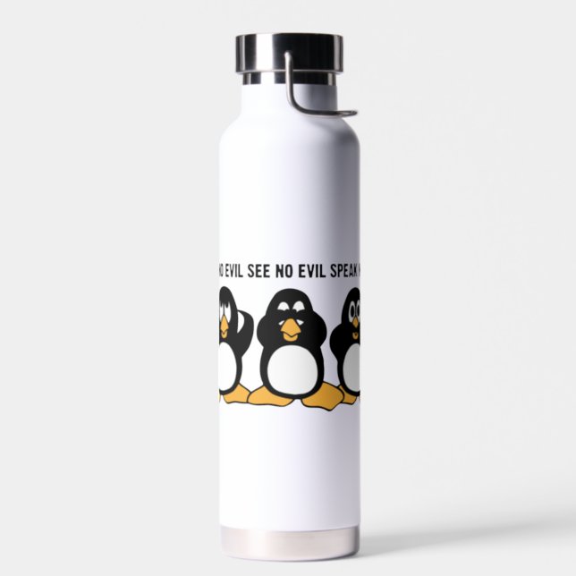 Three Wise Penguins Water Bottle (Left)
