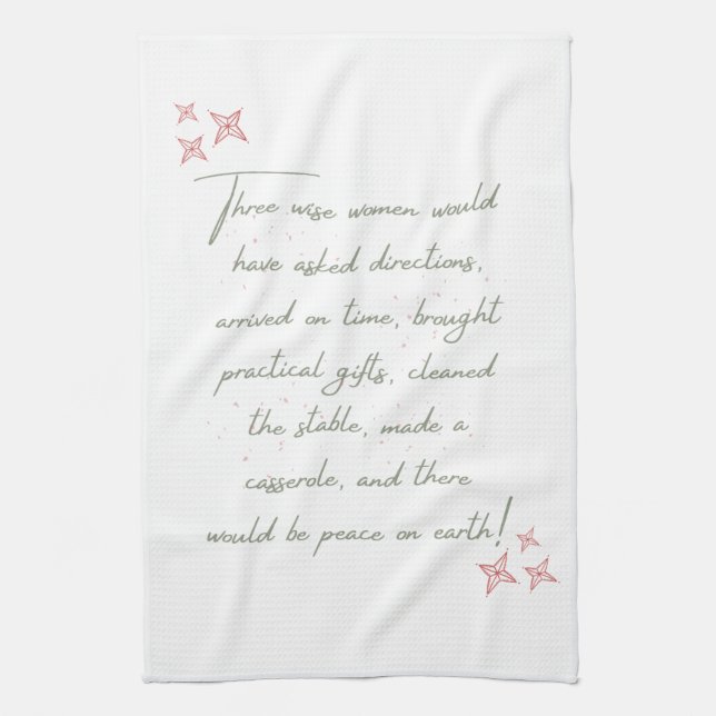 Three Wise Women Christmas Feminist Kitchen Towel (Vertical)