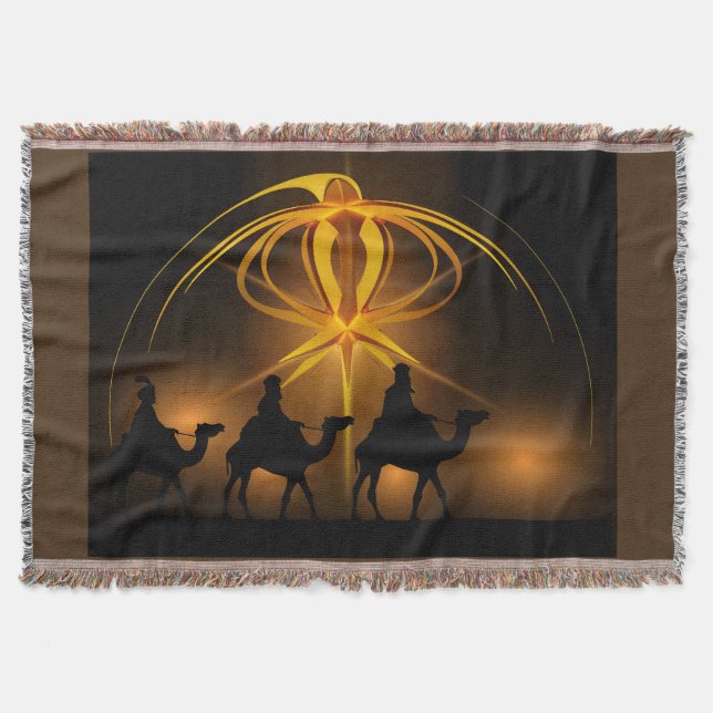 Three Wiseman Christmas Holiday Blanket Throw (Front)