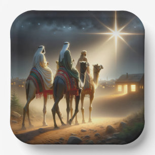 Three Wisemen Following a Star Paper Plates