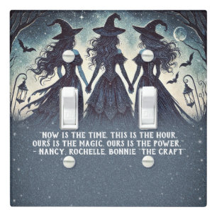 Three Witches at Night Starry Halloween Light Switch Cover