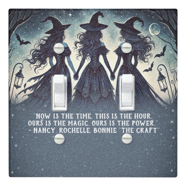 Three Witches at Night Starry Halloween  Light Switch Cover (In Situ)