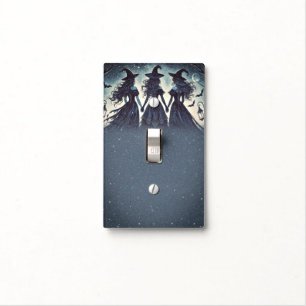 Three Witches at Night Starry Halloween Light Switch Cover