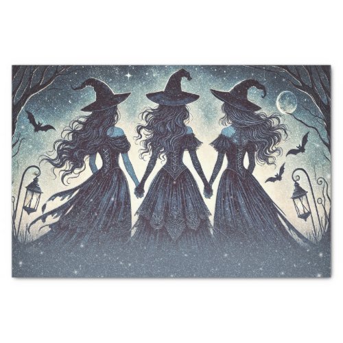 Three Witches at Night Starry Halloween Party Tissue Paper